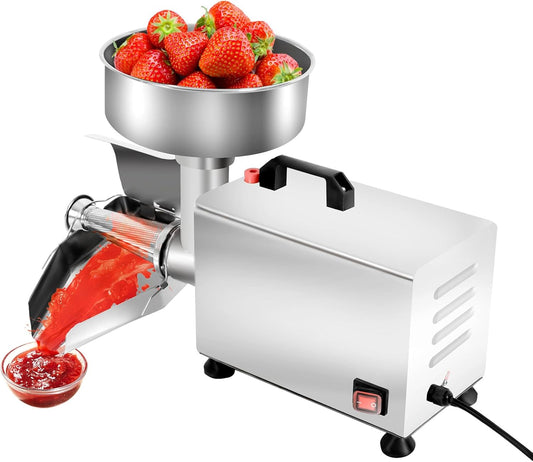 450W Electric Tomato Strainer Machine, 110V Commercial Grade Stainless Steel Saucer Maker Tomato Press and Strainer 110lbs/h for Making Ketchup Strawberry Sauce Blueberry Sauce
