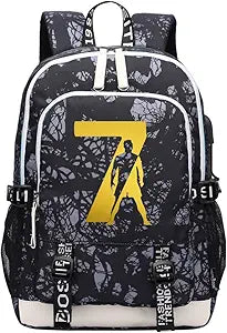 Soccer Player 7 Multifunction Sport Backpack Travel Laptop Football Fans Bag for Men Women (Black lines - 1)