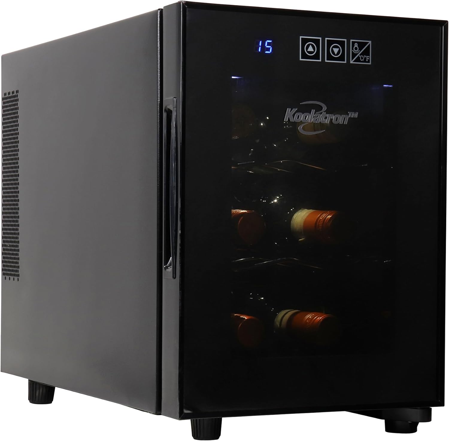 Koolatron 6 Bottle Wine Cooler, Black, Thermoelectric Wine Fridge, 0.65 cu. ft. (16L), Freestanding Wine Cellar, Red, White and Sparkling Wine Storage for Small Kitchen, Apartment, Condo, RV