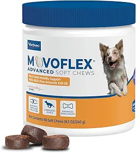 Advanced Soft Chews Hip and Joint Support Supplement for Medium Dogs - Movoflex 60 Count by Virbac