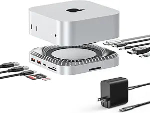 RayCue 40G Mac mini M4 Dock & Stand with 8T NVMe SSD Enclosure,2X USB-A 3.2 10Gbps, USB-C 3.2 10Gbps, SD/TF 4.0, 65W Power,8K DP Video Interface, 3.5mm Audio- Ultimate Mac mini M4 Accessories & Hub