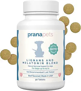 PranaPets Lignans & Melatonin with Biotin Blend Naturally Aids in Relieving Symptoms of Cushingâ€™s in Dogs up to 25 lb | Promote Healthy Balance & Overall Well-Being