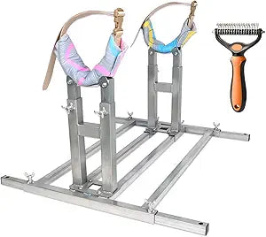 Dog Breeding Stand, Stainless Steel Breeding Stand for Dogs, Shoulder Height 17.5 IN-35.5 IN,Pet Fixed Bracket for Medium to Large Dogs,Adjustable Height and Length,Strong Grooming Breeding Standï¼ˆLï¼‰
