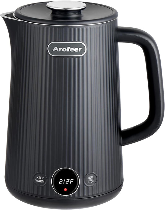 Arofeer 1.7L(57oz) Large Electric Kettle Temperature Control, 7+Cups Electric Tea Kettle for Coffee&Tea, 2 quarts Big Hot Water Kettle Electric with,1200W,Keep Warm-Black