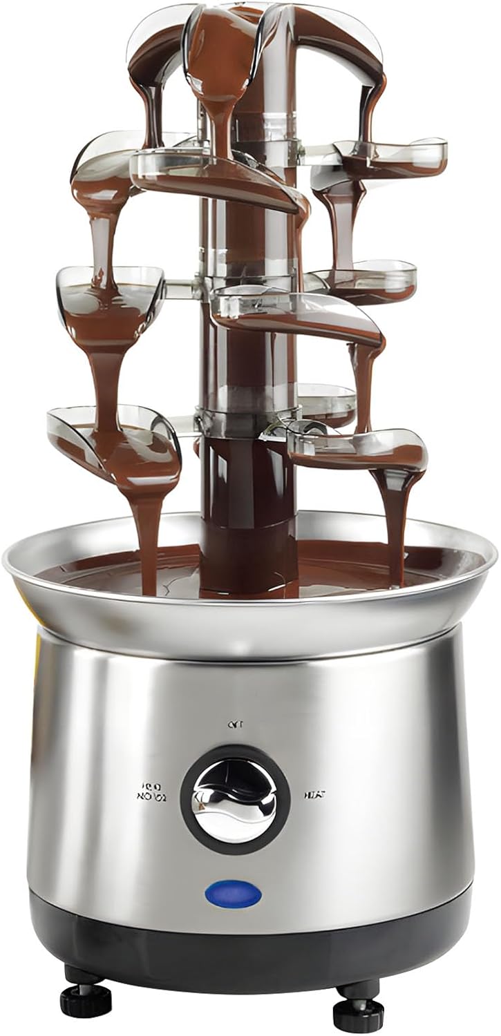 4 Layer Electric Chocolate Fondue Fountain Large Machine for Weddings Birthday Parties Enduring Layer Electric Fondue