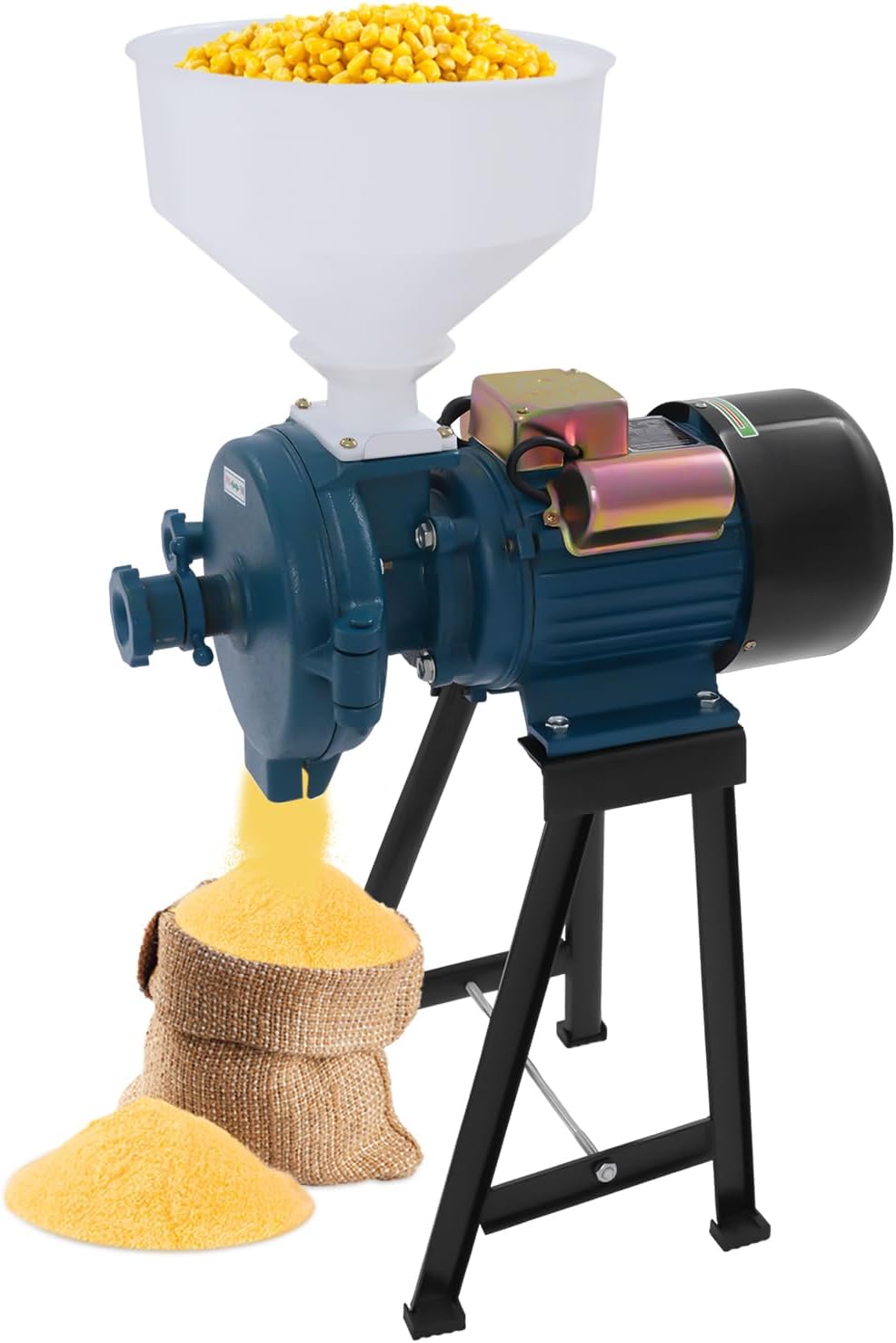 110V 2200W Electric Corn Mill, Electric Corn Grinder with Funnel, Commercial Grain Corn Mill Grinder Maize Milling Machine, Dry Cereals Grinder Machine Corn for Wheat, Coffee Beans, Spice