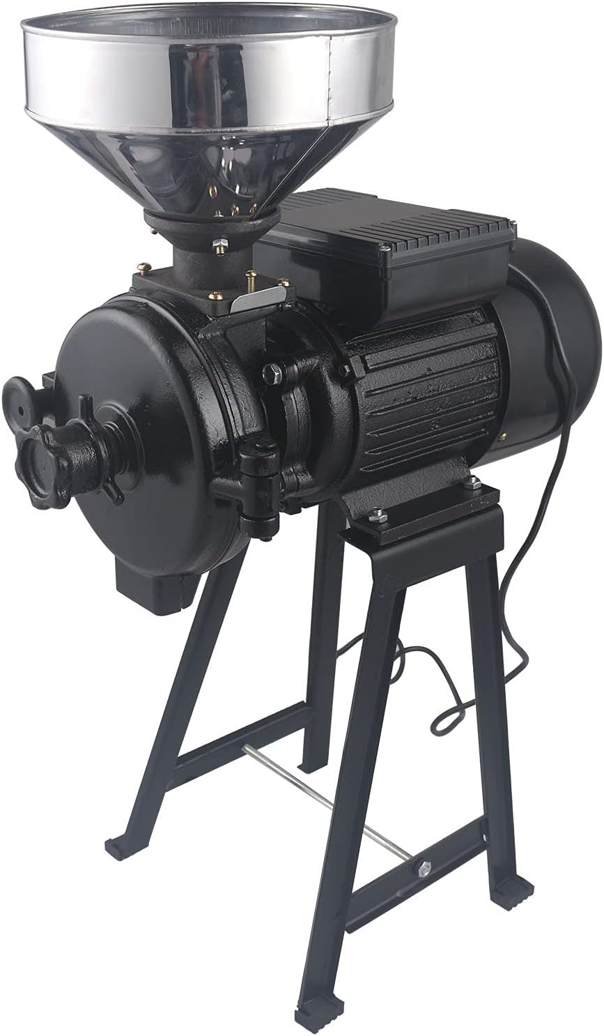 Electric Grain Mill Dry Grinder Corn Grinder, 110V 3000W Commercial Corn Mill Grinder Machine Feed Mill Wheat Grinder, Flour Mill Cereals Grinder with Funnel (3000W - Black)