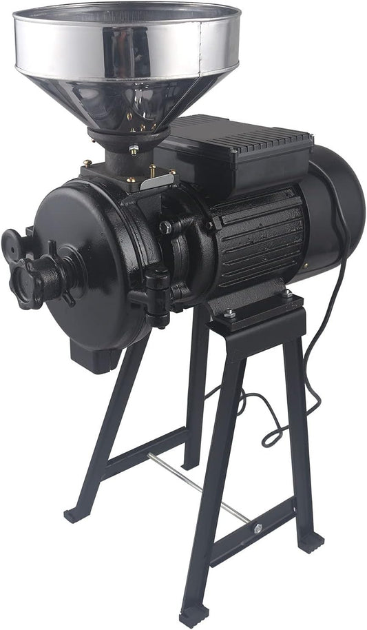 Electric Grain Mill Dry Grinder Corn Grinder, 110V 3000W Commercial Corn Mill Grinder Machine Feed Mill Wheat Grinder, Flour Mill Cereals Grinder with Funnel (3000W - Black)