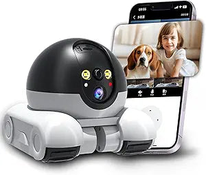 Camera, Mobile Patrol Robot Camera, Wi-Fi Connected Remote Control, Night Vision, Two-Way Audio Talk, Pet Monitoring, Suitable for Elderly/Pets (64GB)