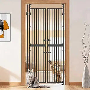 YGP Extra Tall Cat Gate for Doorways,Width 33-37.8" No Drilling Pet Gate for Doorways,1.3" Narrow Bar,Auto Close and Jump Proof Dog Gate Safety for Stairs,Indoor,Kitchen Use(Black, 33-37.8")