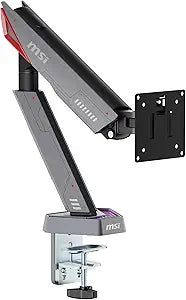 MSI MPG MT161R - Premium RGB Single Monitor Stand Arm, Supports 17-45" Screens and 35.2 lbs, VESA Compatible, Adjustable Spring Assisted Mount, Clamp & Grommet, Quick Release Plate - Black