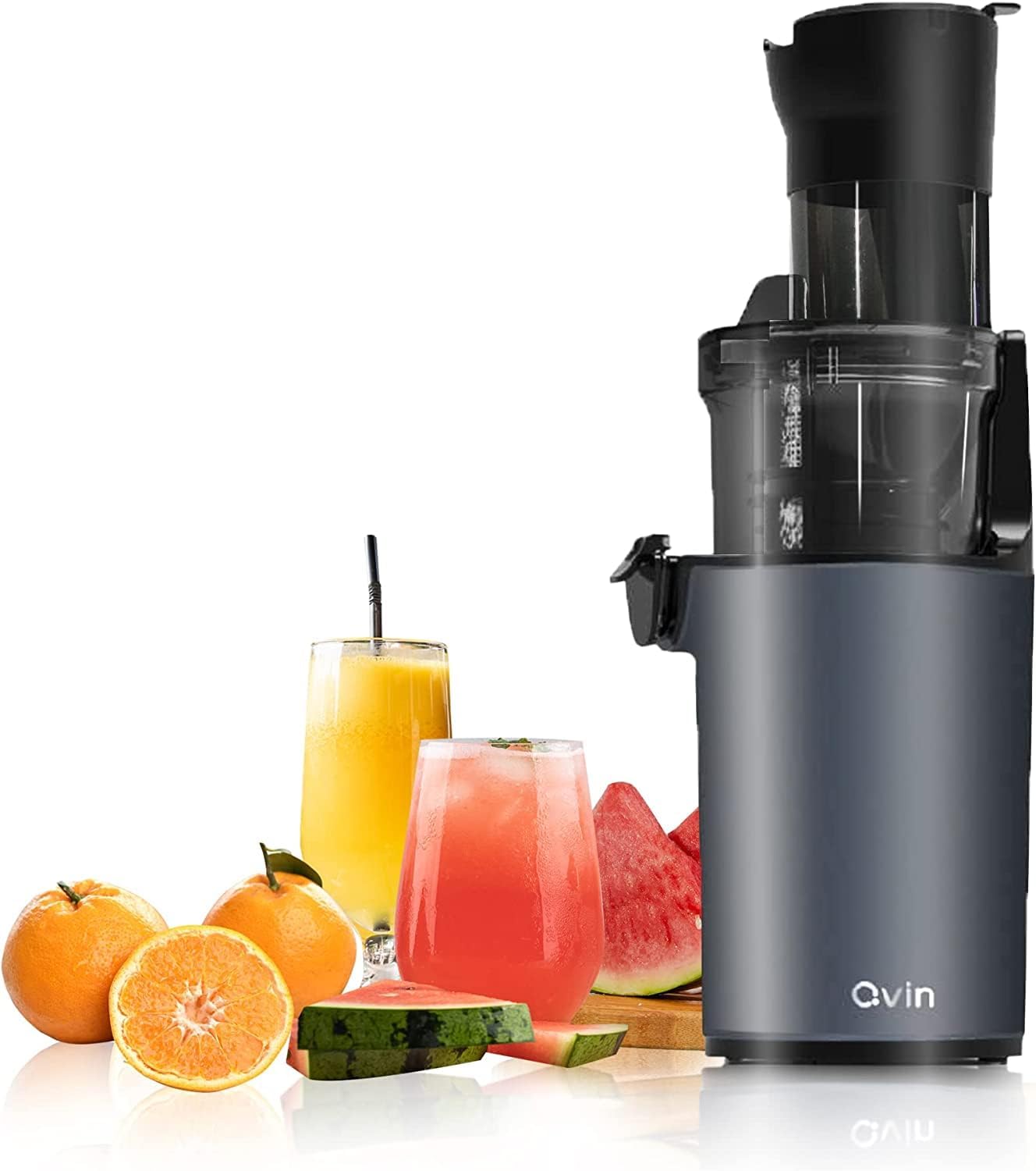 Cold Press Juicer, Qvin Slow Masticating Juicer Machines with 3“ Big Wide Chute, Nutrient Electric juicer machines Vegetable And Fruit, slow Juicer Machine BPA-Free, Easy to Clean
