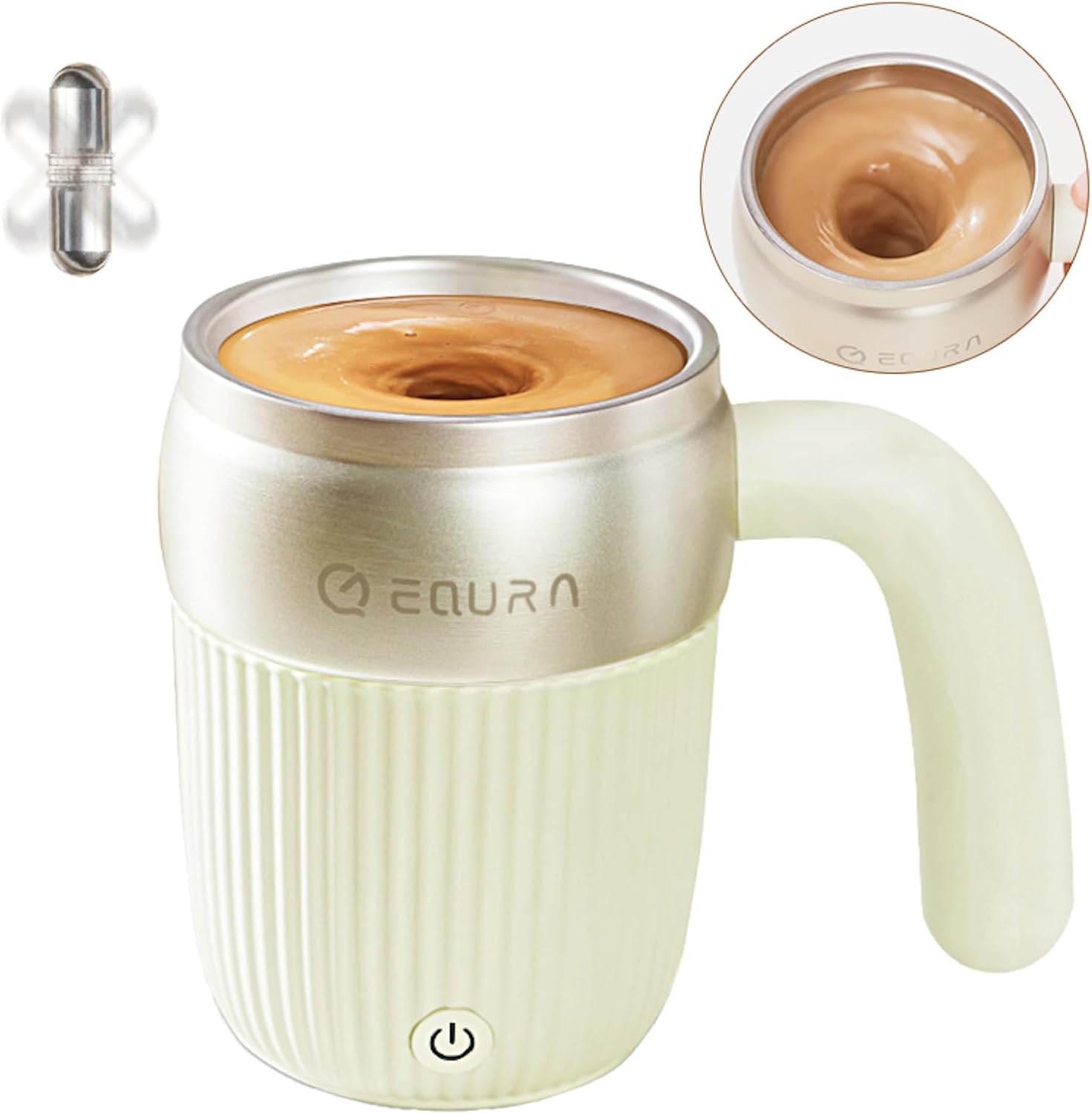 JOTER & LIBEAR Self Stirring Coffee Mug, Rechargeable Magnetic Stirring Cup, Electric Mixing Mug with Lid for Coffee\/Milk\/Cocoa and Other Beverages - 15 Oz (White) Christmas, Birthday Gifts