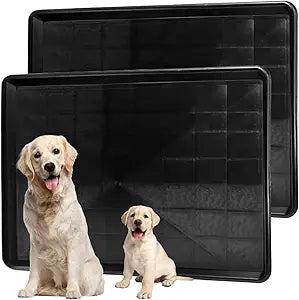 2 Pack Dog Crate Tray, 35.2" L x 23.2" W ChewProof Replacement Pan for Dog Crate, Large Plastic Bottom Pan Liner Drip Trays Pan for Pet Crates Kennels
