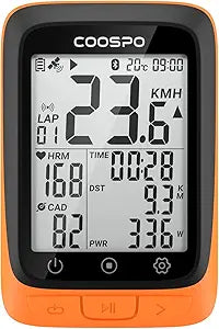 COOSPO Bike Computer Wireless GPS, Cycling Computer GPS Bike Tracker with Bluetooth/ANT+, Waterproof Bicycle Computer GPS Speedometer with Auto Backlight, 2.4 inch LCD Display