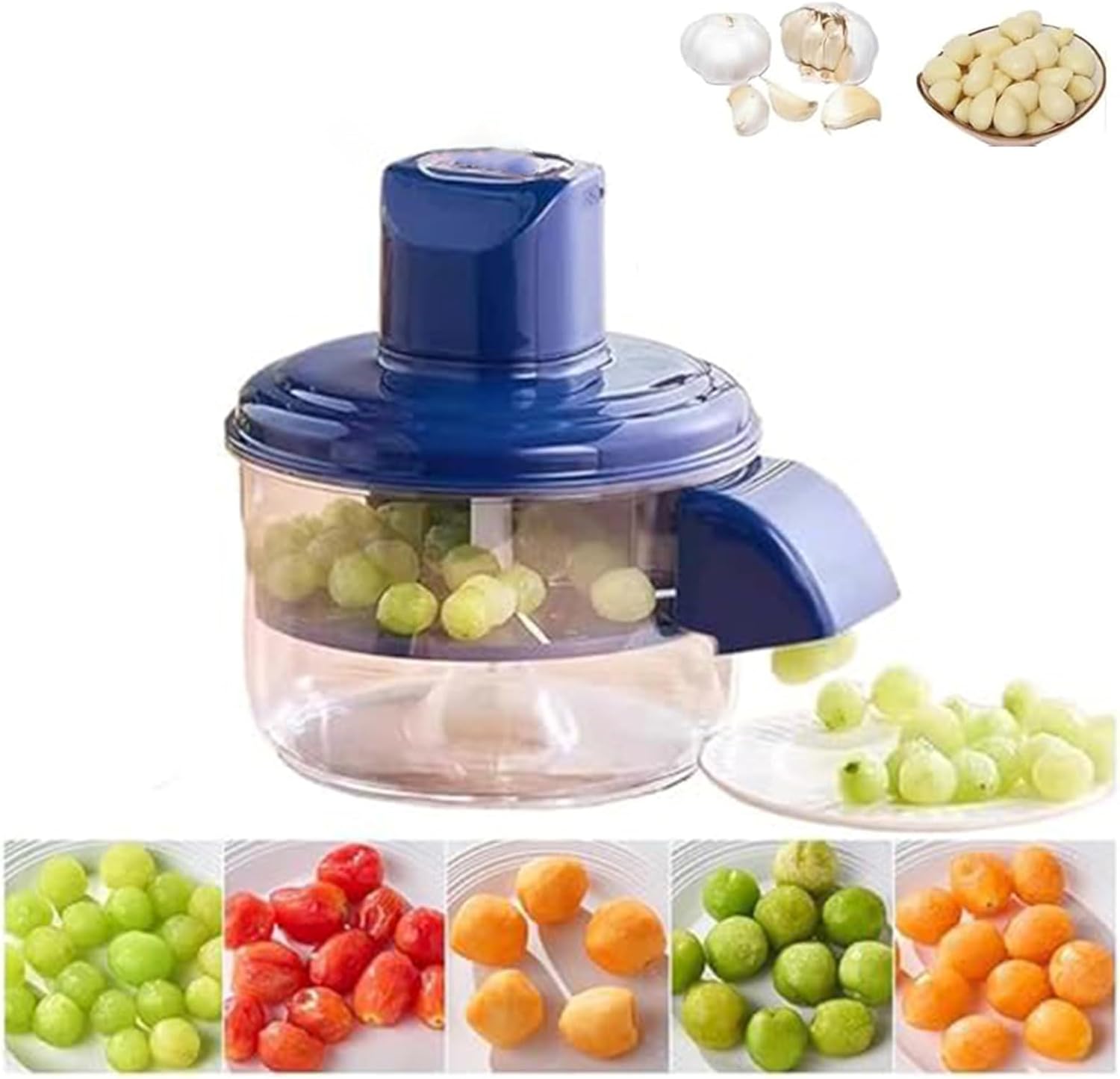 Garlic Peeling Machine Electric, Electric Fruit Tomato Cherry Skin Remover, Rechargeable Cordless Small Kitchen Aid Peeling Tool (Blue)