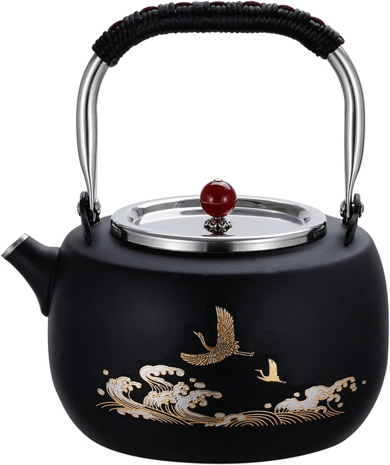 Tea kettle, Tea Kettle Stovetop Whistling Green/black, Stainless Steel Stovetop Tea Pot, Modern Teakettle with Bird and Cloud Pattern,with Ergonomic Handle for Gas, Induction, Electric Stove Tops (Co