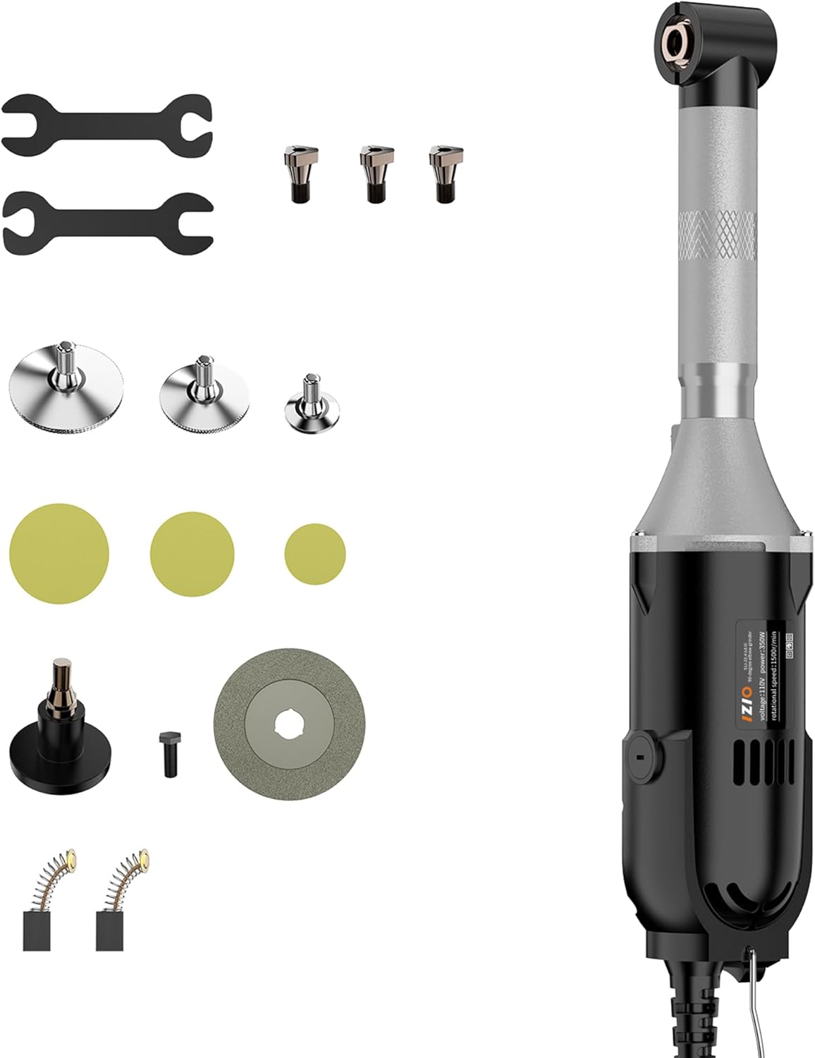 IZIO Multi-Purpose Electric Die Grinder Kit - 6 Variable Speed Polisher & Sander, Compact 1" Rotary Angle Grinder for Metal\/Wood Crafting, DIY & Professional Grinding Tool (Black)