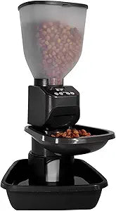 Feeding FriendÂ® Automatic Dog & Cat Food Feeder with Water Dispenser Smart Pet Feeder with Portion Control, OLED Display, Anti Jam Design, Battery Operated Dispenser for Small XS 4-15 lbs Pets Black