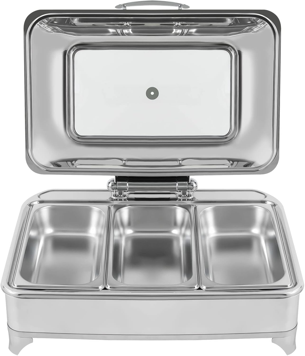 9L\/9.5QT Electric Chafing Dish Adjustable Temperature Food Warmers Stainless Steel Buffet Server Chafing Dish Buffet Set for Weddings,Birthday parties,22.83*17.32*8.66in,Silver (Three Compartment)