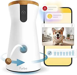 Furbo 360Â° Dog Camera [Subscription Required] Unlock w/Paid Plan: Home Security & Dog Safety Alerts, Rotating Pet Treat Toss, 2-Way Speaker (Low Risk, 3mo Min. Cancel Anytime)