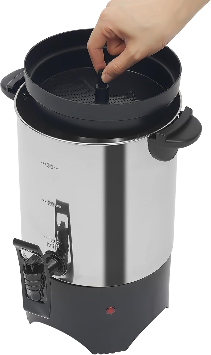 Coffee Maker Stainless Steel Coffee Urn 30 Cups Coffee Dispenser 5.2L Electric Coffee Maker Urn with Removable Filte, Quick-Brewing, for Catering/Cafes/Wedding/Party