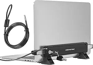 AboveTEK MacBook & Surface Laptop Locking Station with Combo Lock Cable, Anti Theft Folding Security Laptop Desk Mount, Adjustable & Portable, Fits 12"-16" Laptops/Notebooks (Black)