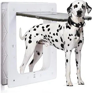 Pet Door, Durable Plastic Dog Door, 16.7â€x 11.7'' Inner Frame for Large Dog and Pets, Easy DIY Installation, Suitable for Interior and Exterior Doors, Screen and Wall, White Doggie Door