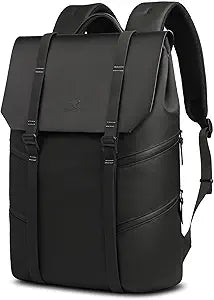 hk Backpack for Men Flap Laptop Backpacks 15.6 Inch Travel Business Backpack Waterproof Anti-Theft Computer Bag for College Work Hiking Vintage Casual Rucksack