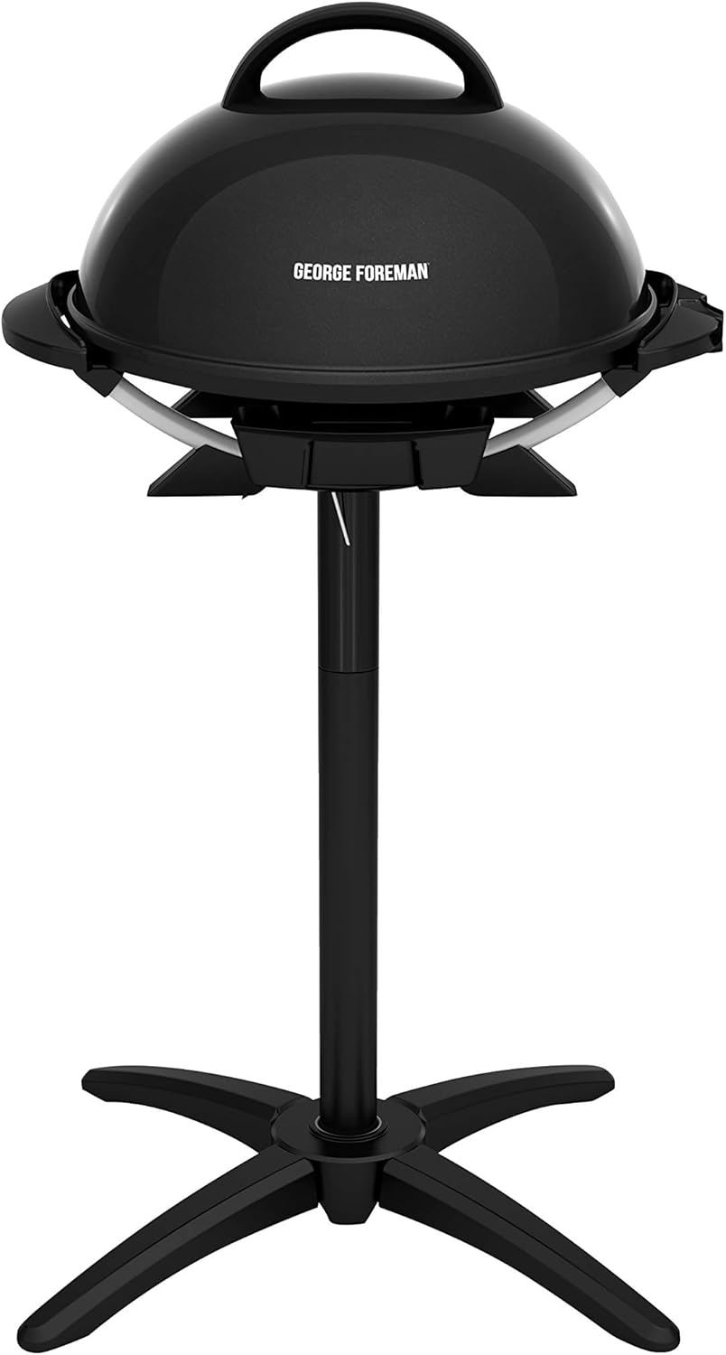 George Foreman Indoor\/Outdoor Electric Patio Grill, Apartment Approved, 15-Serving, Removable Stand, Black