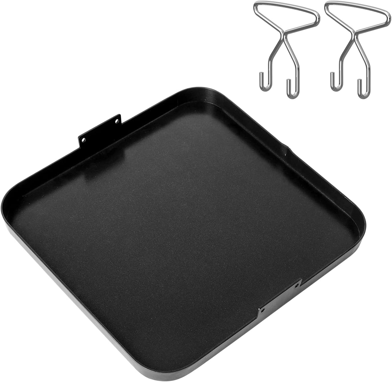LS'BABQ Carbon Steel Griddle Plate for Wood Pellet Grills, Nonstick Coating Large Flat Top Cooking Pan with 2 Handles for Recteq Pellet RT-340 Electric Pellet Smoker Grill, 15.7" x 15.7"