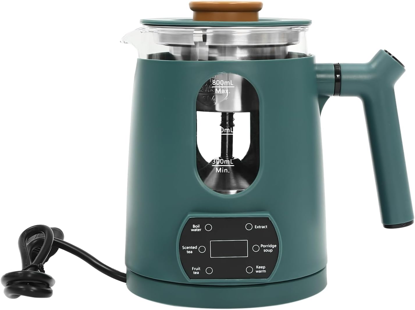 27oz Capacity Electric Kettle, 600W Anti-dry Burn Protection Tea Maker, 110V High Borosilicate Glass Kettle with Stainless Steel Filter & Digital Display for Coffee Tea and Hot Drinks