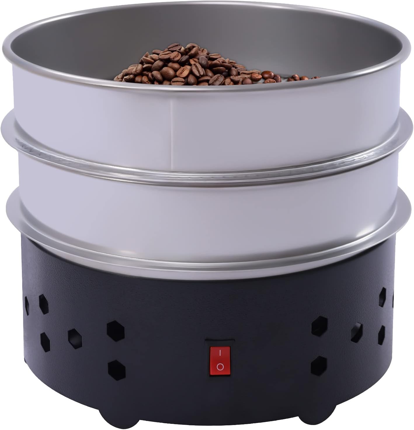 Double Layer Coffee Bean Cooler 1.3 LBS Electric Coffee Beans Cooling Machine with 304 Stainless Steel Mesh, 1-3 Min Drying Time, for Home Cafe Roasting Cooling Silver+Black