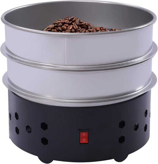 Double Layer Coffee Bean Cooler 1.3 LBS Electric Coffee Beans Cooling Machine with 304 Stainless Steel Mesh, 1-3 Min Drying Time, for Home Cafe Roasting Cooling Silver+Black