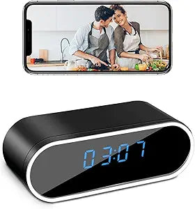 Camera Clock HD 1080P WiFi Video-only Cameras Wireless Night Vision Surveillance Security Nanny Cams for Home/Petï¼ŒSilent Video-Only Recording