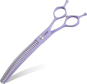 Curved Chunkers Dog Grooming Scissors 7" Macarone Series Professional Pet Grooming Shears for Dogs Pets Japan 440C Stainless Steel Sharp & Durable(Purple, 27Teeth Curved Thinners)