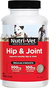 Nutri-Vet Hip & Joint Regular Strength Chewable Dog Supplements, Joint Supplement for Dogs, Chewable Supplement, Formulated with Glucosamine Chondroitin, Pet Supplies, Puppy Essentials, 180 Count