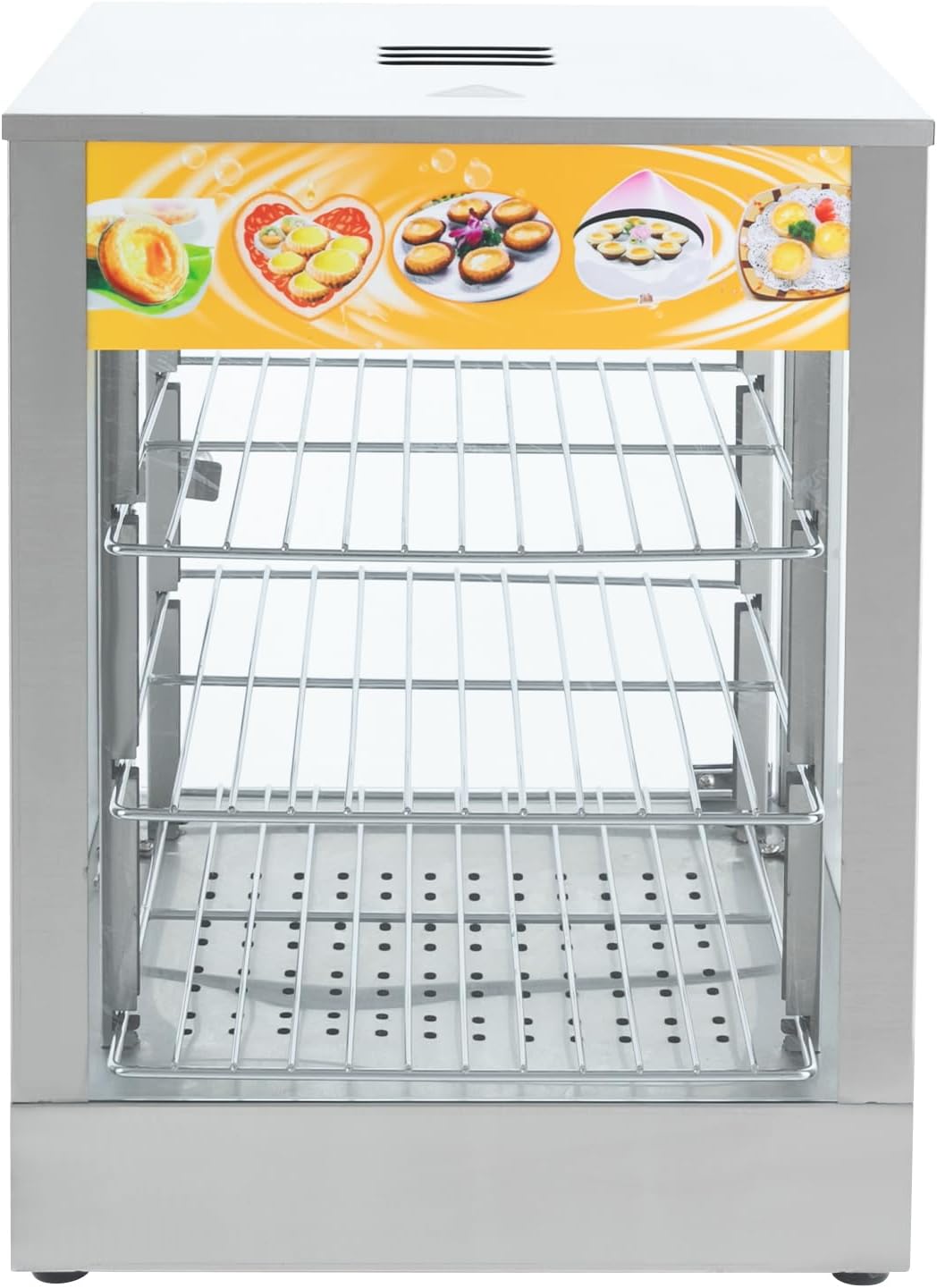 3-Tier Electric Commercial Food Warmer, 800W Food Display Warmer with Temperature Gauge, LED Lighting Food Warming Cabinet Removable Shelves for Restaurant, Buffet, Pastry Display Case