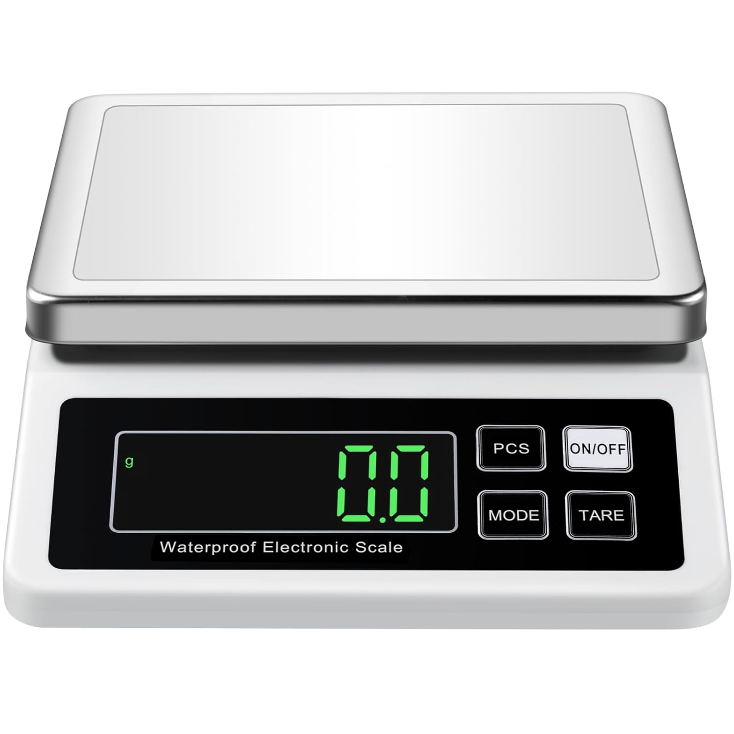 Food Scale 15KG 0.1G Accuracy Digital Kitchen Scale Stainless Steel Rechargeable High Weight Capacity IP67 Waterproof Electric Counting Scale 33LB, USB Charging Cable Included