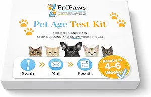 Pet Age Test for Dogs & Cats - Includes Wellness Insights for Your Petâ€™s Life Stage - at Home Epigenetic Biomarker Testing Kit, Great for Rescued Pets