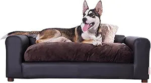 Moots Premium Leatherette Pets Sofa, Espresso, Medium/Large