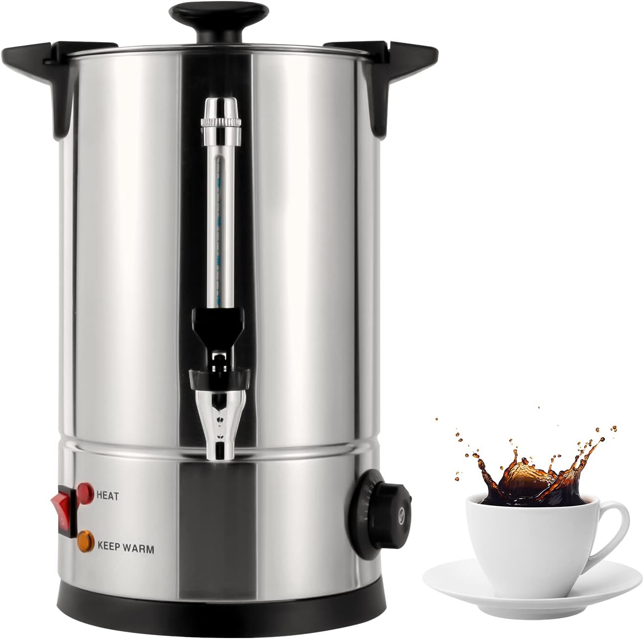 PERFERATE Commercial Coffee Urn 50 Cup\/8L Hot Beverage Dispenser Electric Coffee Maker Urn with Faucet Stainless Steel Hot Water Kettle for Chocolate, Water, Tea, Coffee