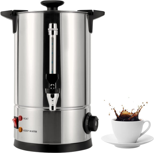 PERFERATE Commercial Coffee Urn 50 Cup\/8L Hot Beverage Dispenser Electric Coffee Maker Urn with Faucet Stainless Steel Hot Water Kettle for Chocolate, Water, Tea, Coffee