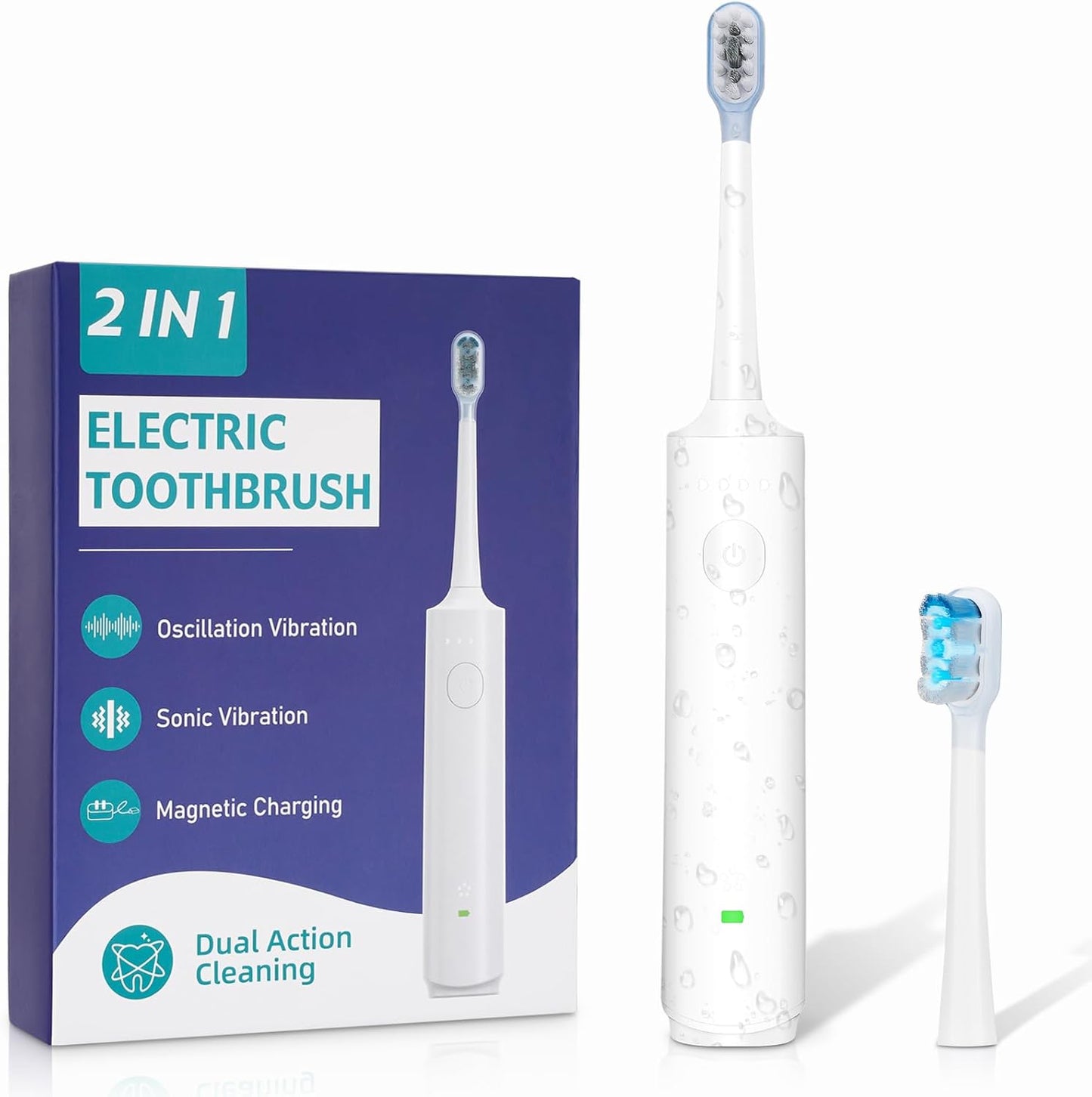 Rotating Electric Toothbrush for Adults, Rechargeable Sonic Electric Toothbrush with 2 Min Smart Timer, 4 Brushing Modes, Travel-Friendly with 2 Brush Heads, 40000VPM Motor