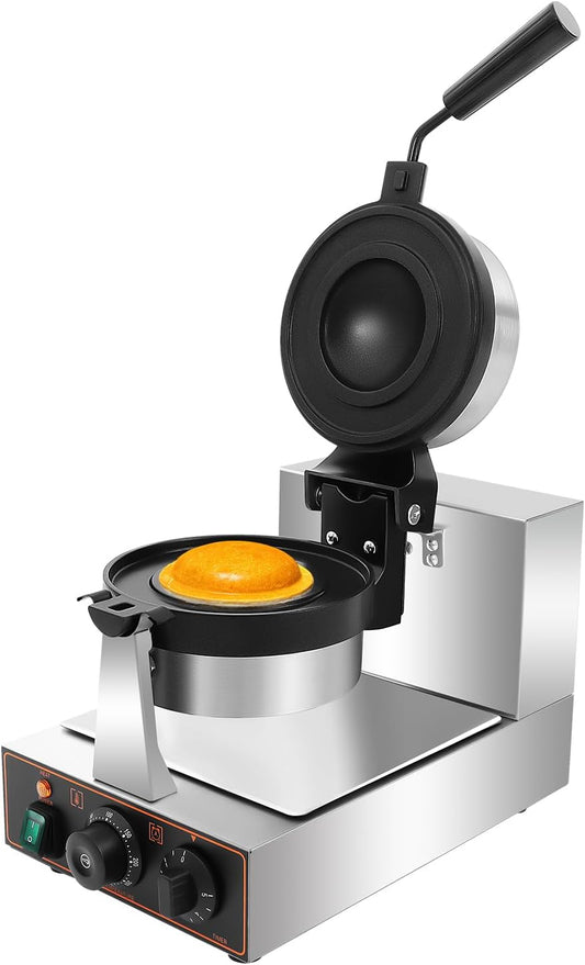 Commercial UFO Burger Maker Machine, 1.2KW Electric UFO Burger Waffle Cone Maker, 180° Rotating Ice Cream Sandwich Maker with Non-stick Baking Tray, Hamburger Machine for Household Or Commercial