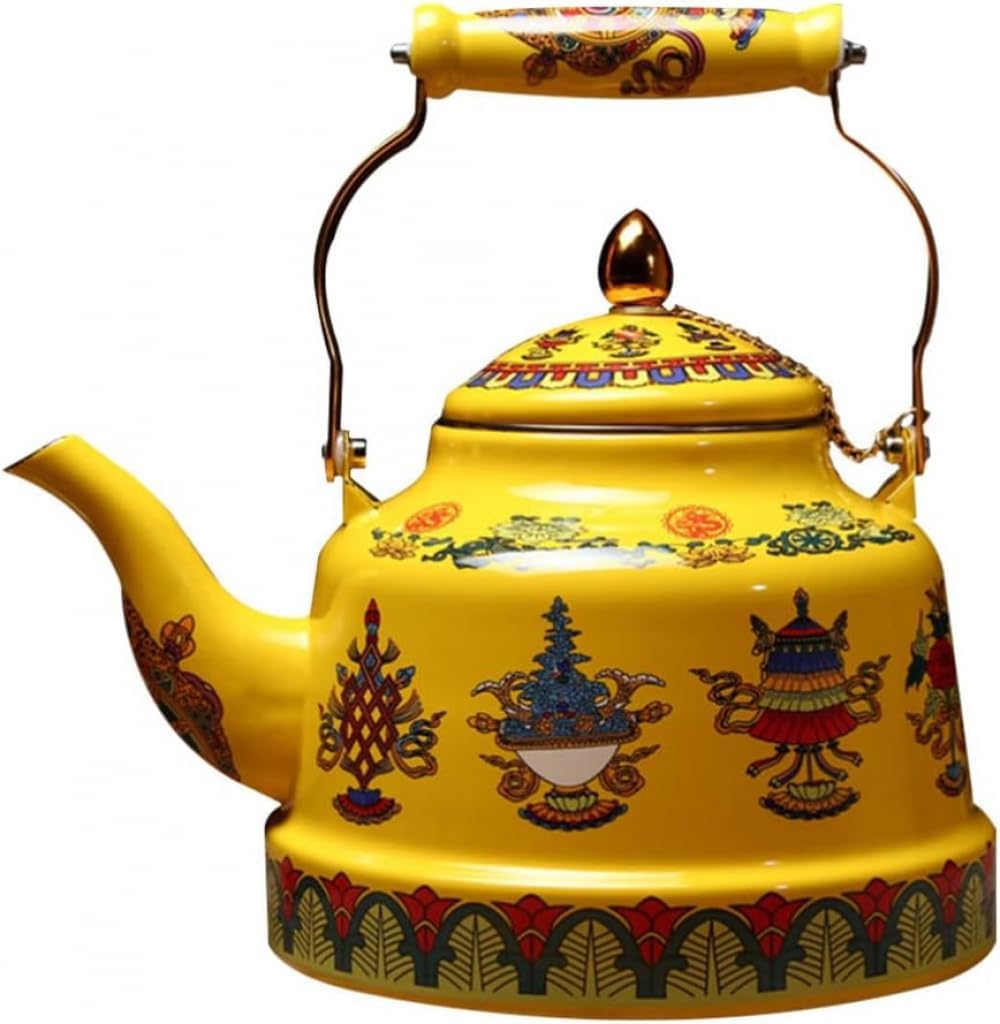 Enamel Whistle Tea Kettle Whistling Teapot Induction Suitable for Home Kitchen Cookers Electric Stovetops-4.2L\/125(3.3L)