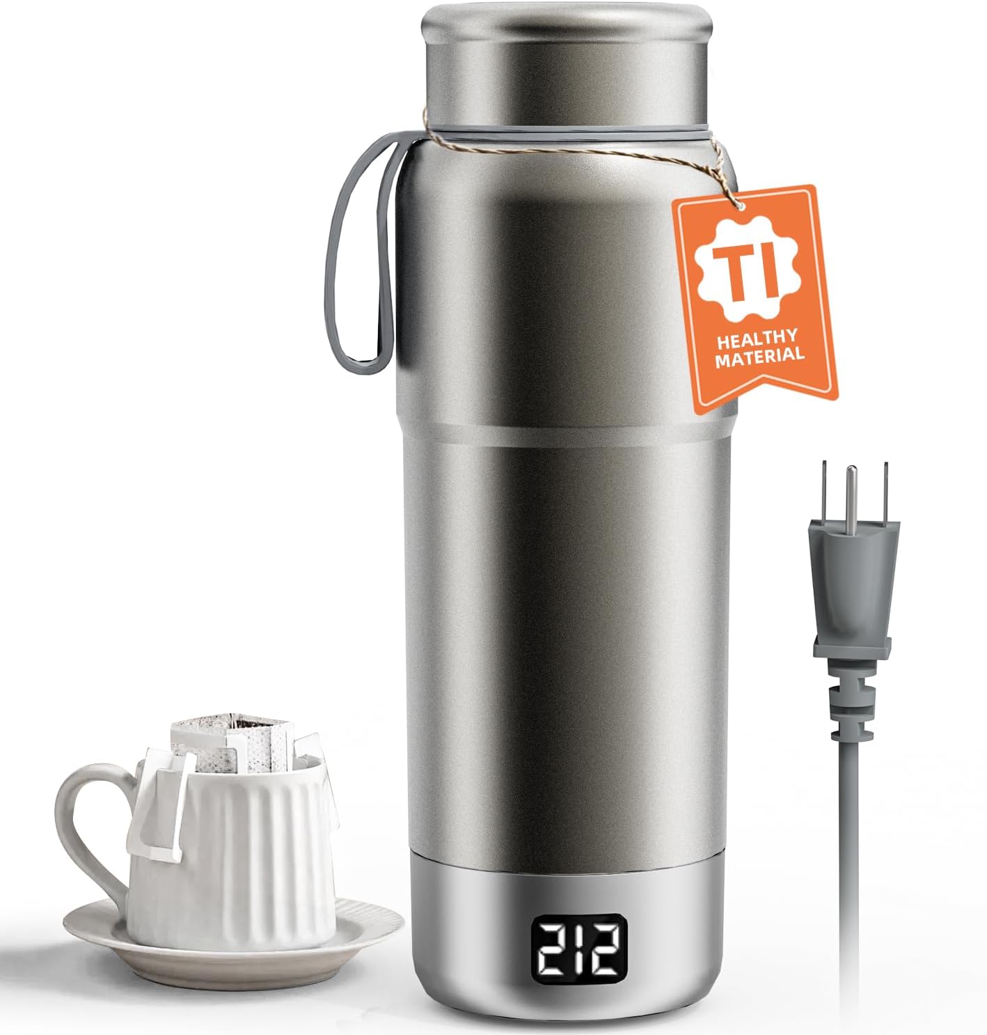 520ML Pure Titanium Portable Electric Kettle \u2013 Travel Kettle Dual Voltage 100V-240V with Temperature Control, Lightweight, Leak-Proof, Fast Boil Mini Kettle for Travel, Office, Hotel, Camping