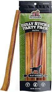 Redbarn Pet Products All Natural 8"-12" Bully Sticks for Medium/Large Dogs - Healthy Long Lasting Chews Variety Party Pack - 100% Beef Single Ingredient Low Odor Rawhide Free - 1lb