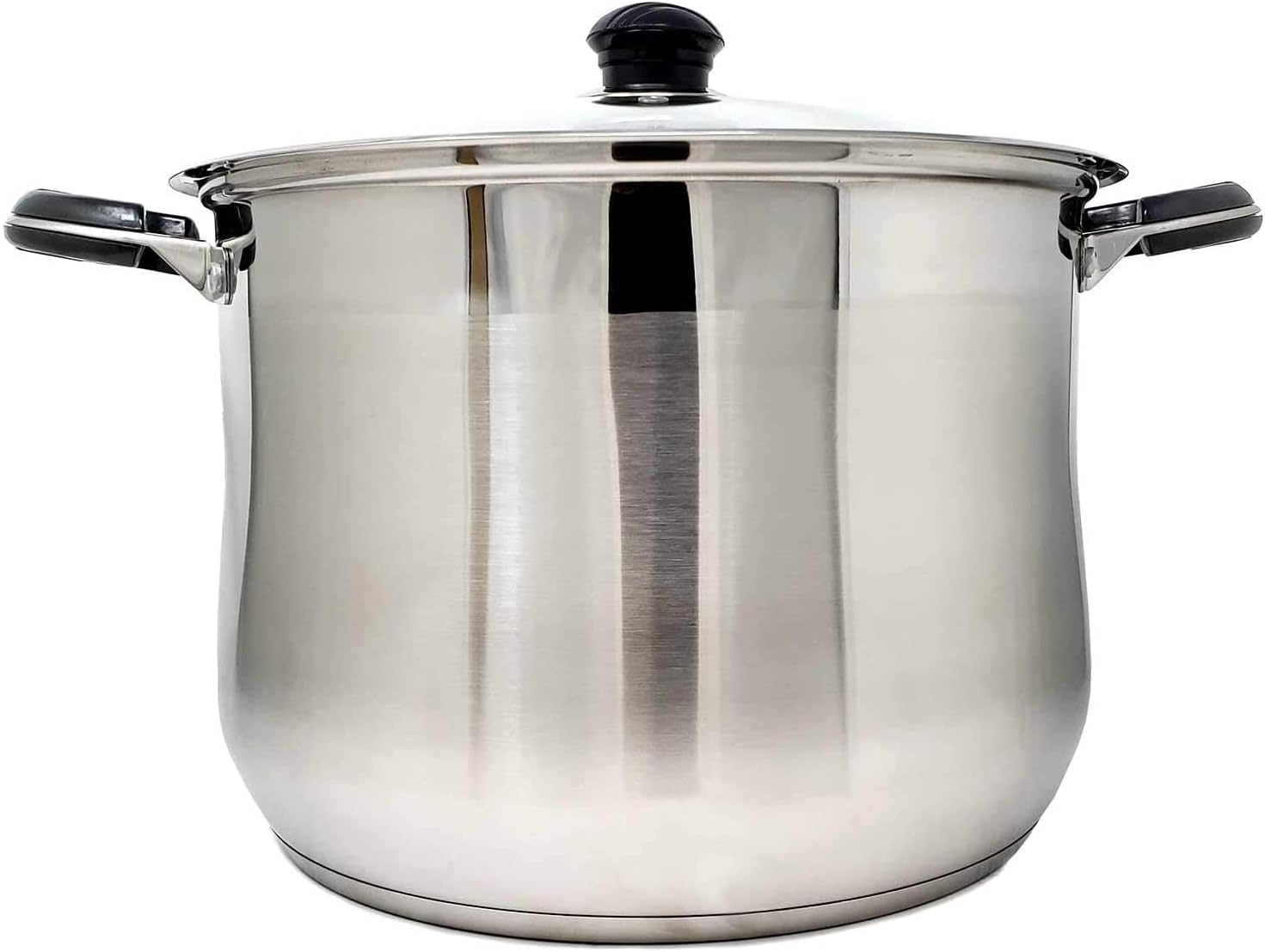 Professional Stainless Steel Stock Pot for Soup, Stock & Pasta with Glass Lid Encapsulated Base Gas Induction Capable - 20 qt size