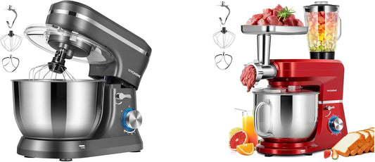 VIVOHOME 4.75 Quart Stand Mixer, 8 Speed Kitchen Electric Food Mixer with VIVOHOME 6 in 1 Multifunctional Stand Mixer with 8.5 Quart Stainless Steel Bowl